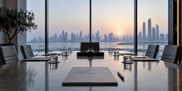 Modern boardroom representing sovereign wealth fund governance and investment decision-making